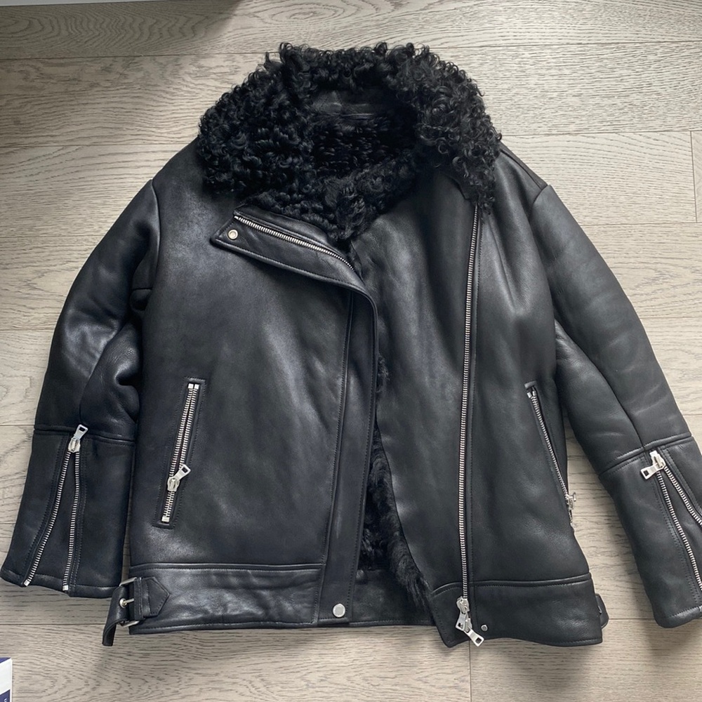 Black Shearling Jacket J Lindeberg